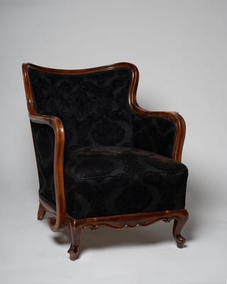Schwarzer, gepolsterter Neobarock-Sessel