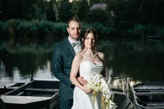 Creative couple wedding portrait